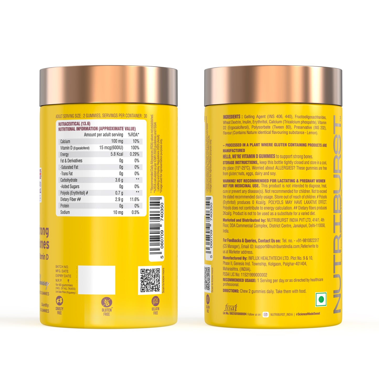 Nutriburst Support Muscles & Bones Gummies with Vitamin D2 & Calcium