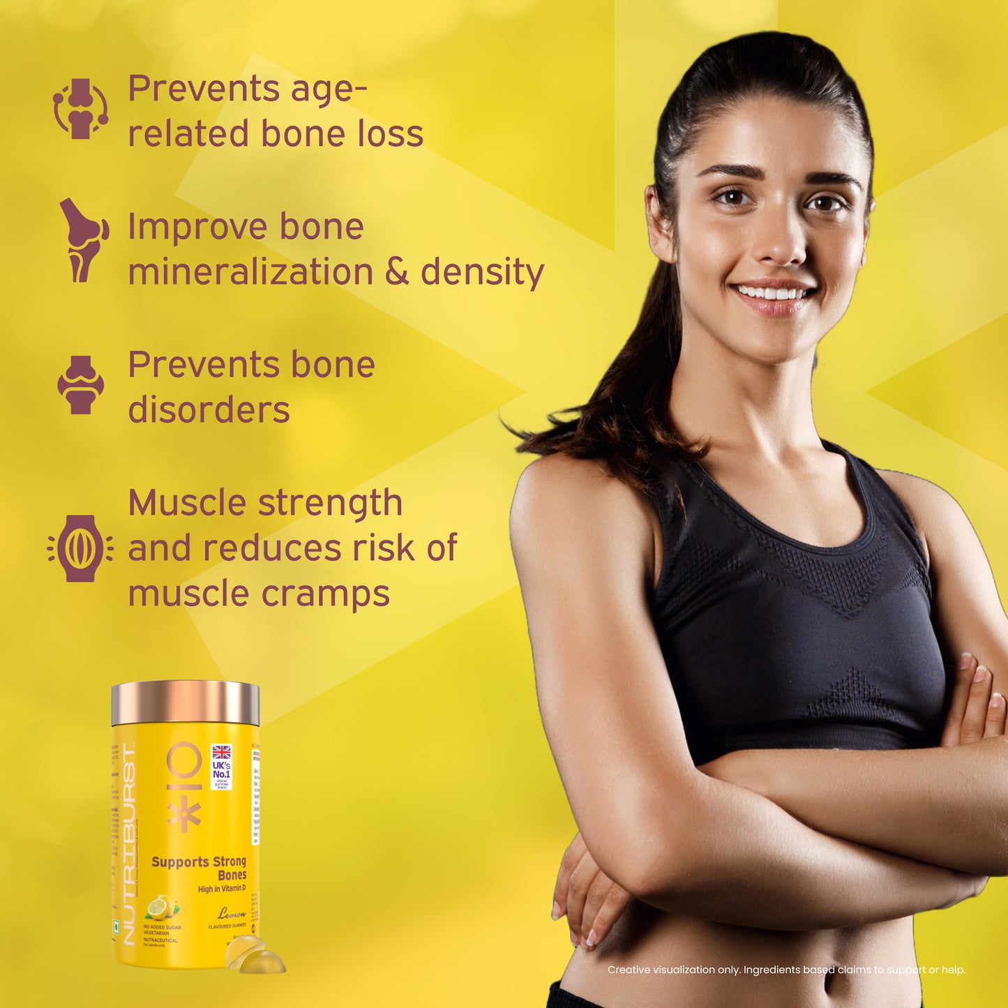 Nutriburst Support Muscles & Bones Gummies with Vitamin D2 & Calcium