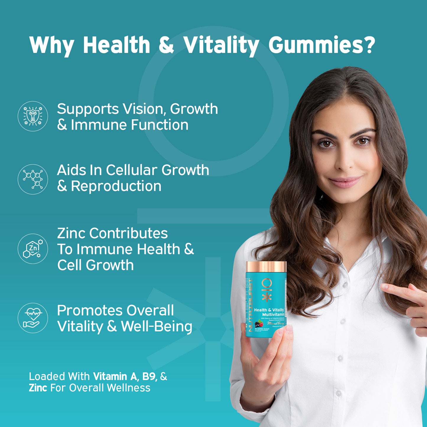 Nutriburst The Resilience Booster - Hair Skin & Nails and Health and Vitality Gummies Combo