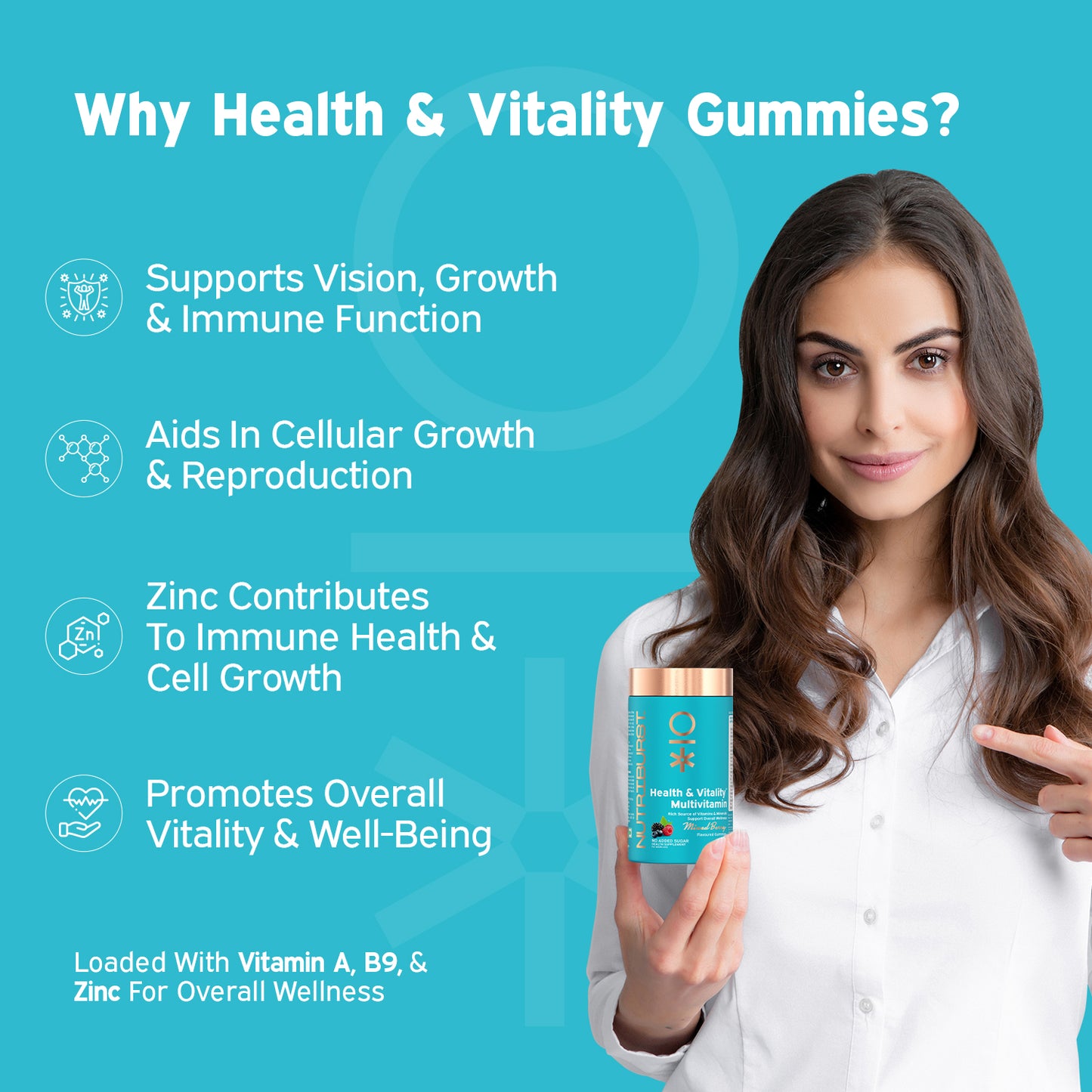 Nutriburst The Healthy Booster - Health & Vitality Multivitamin and Turmeric Ultra Gummies Combo