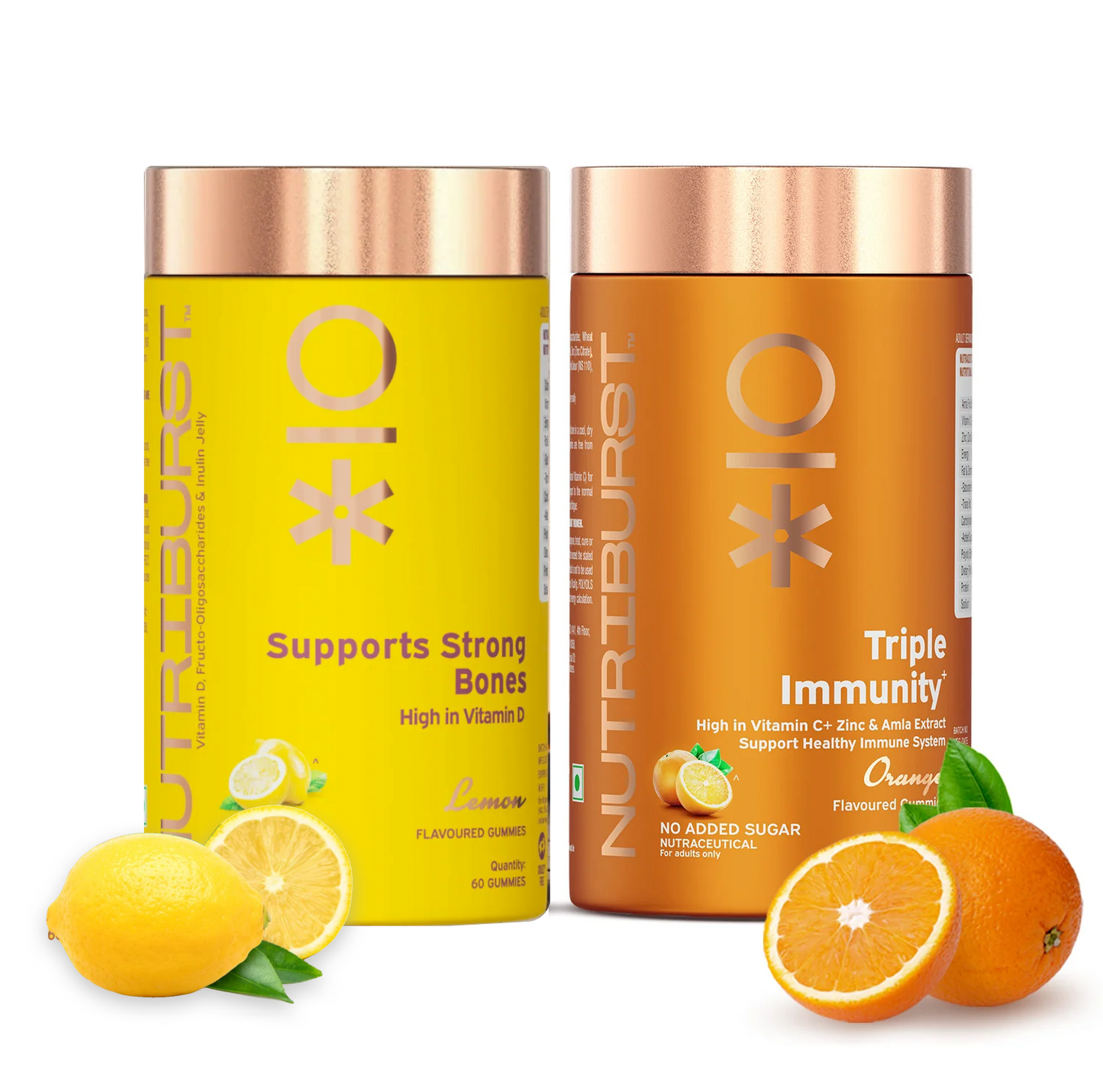 Nutriburst The Strength Booster - Supports Muscles & Bones and Triple Immunity Gummies Combo