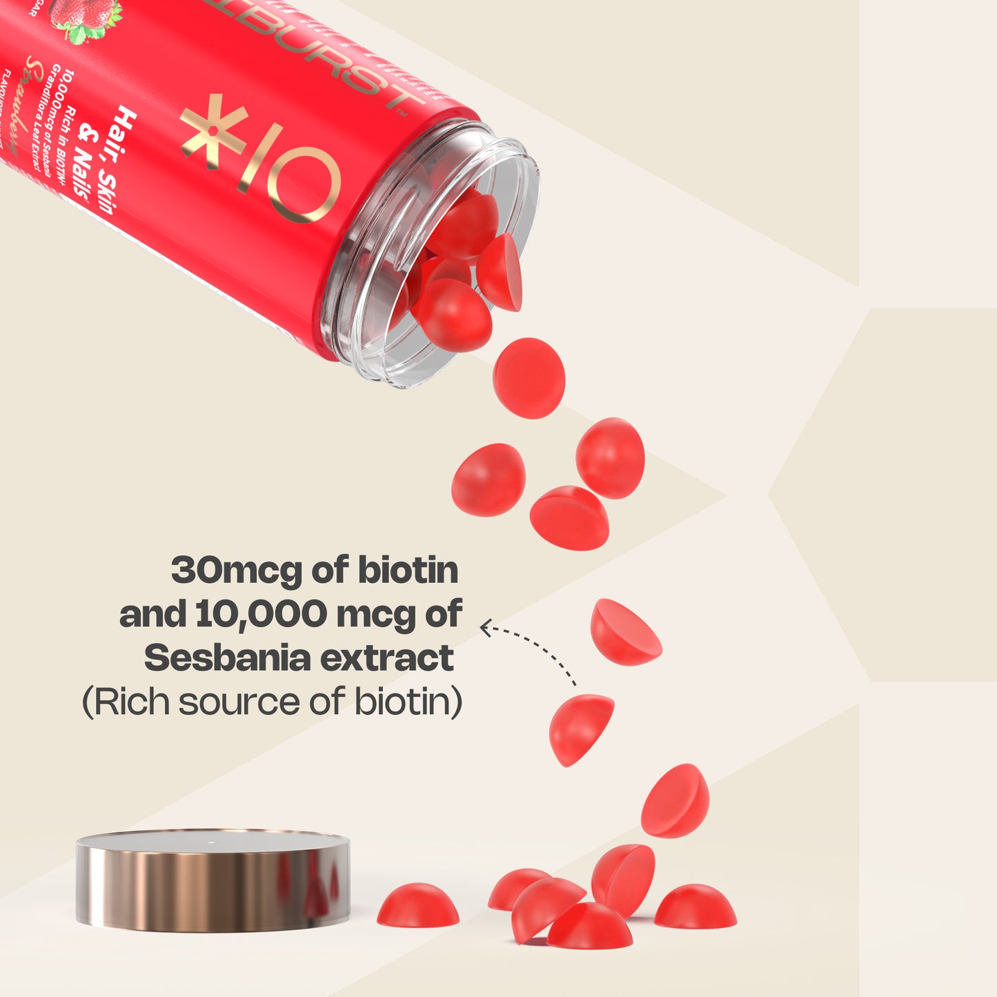 Nutriburst Hair, Skin & Nails Growth Gummies with Biotin