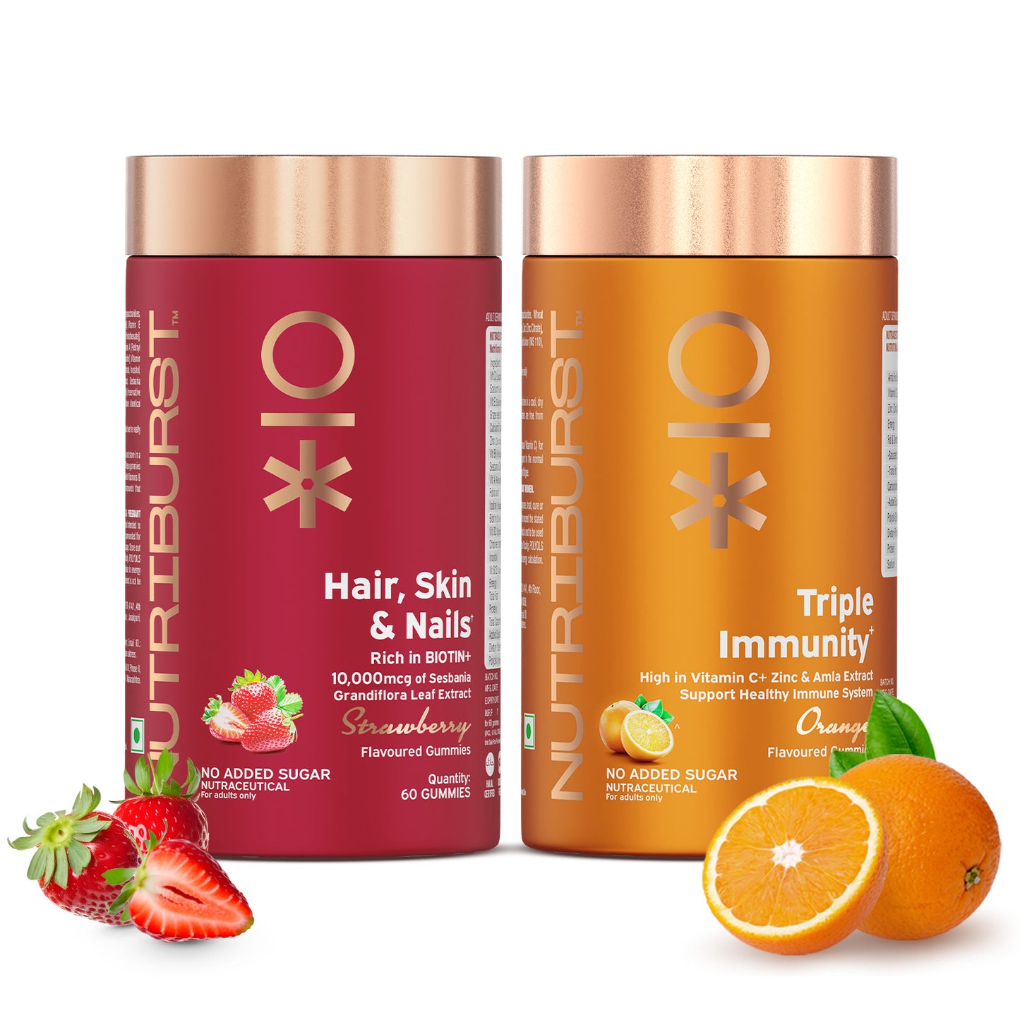 Nutriburst The Vibrancy Booster - Hair Skin & Nails and Triple Immunity Gummies Combo