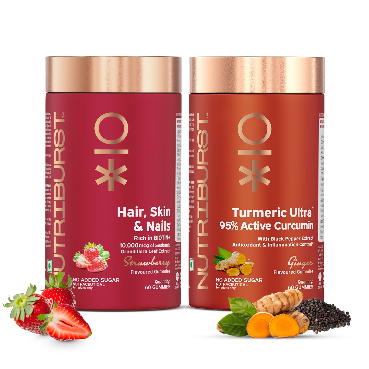 Nutriburst The Beauty Booster - Hair Skin & Nails and Turmeric Ultra Gummies Combo
