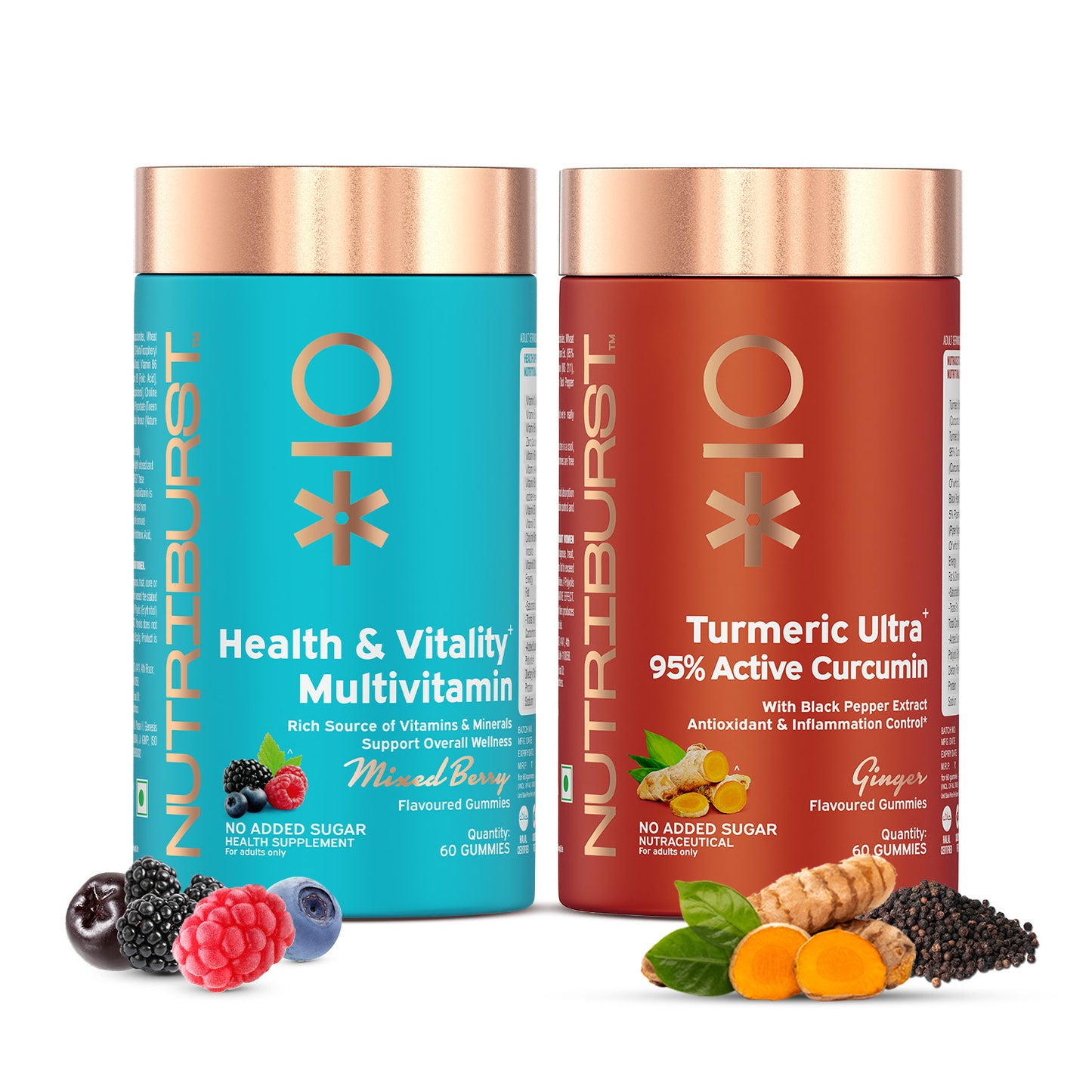 Nutriburst The Healthy Booster - Health & Vitality Multivitamin and Turmeric Ultra Gummies Combo