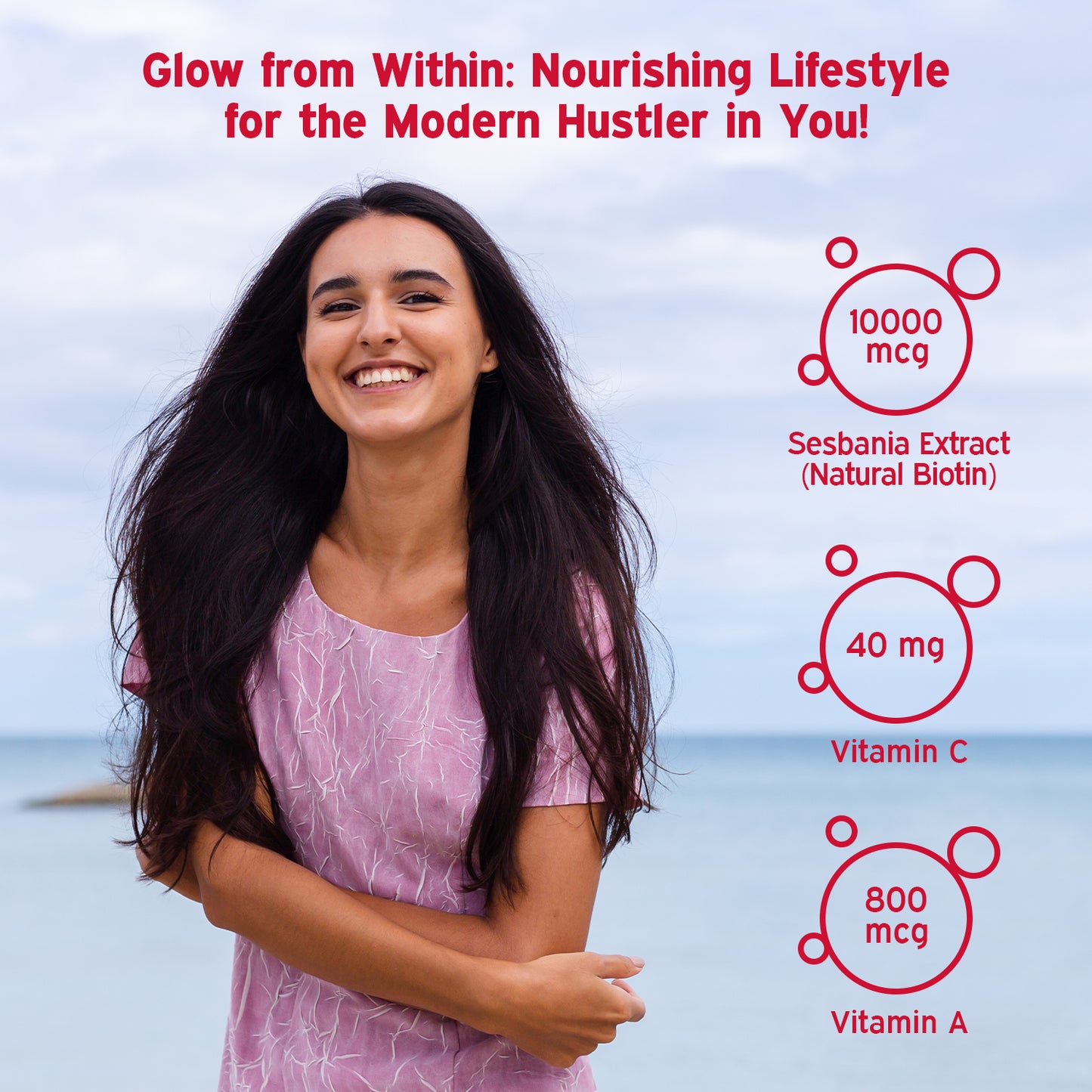 Nutriburst The Nourishment Booster - Hair Skin & Nails and Supports Muscles & Bones Gummies Combo