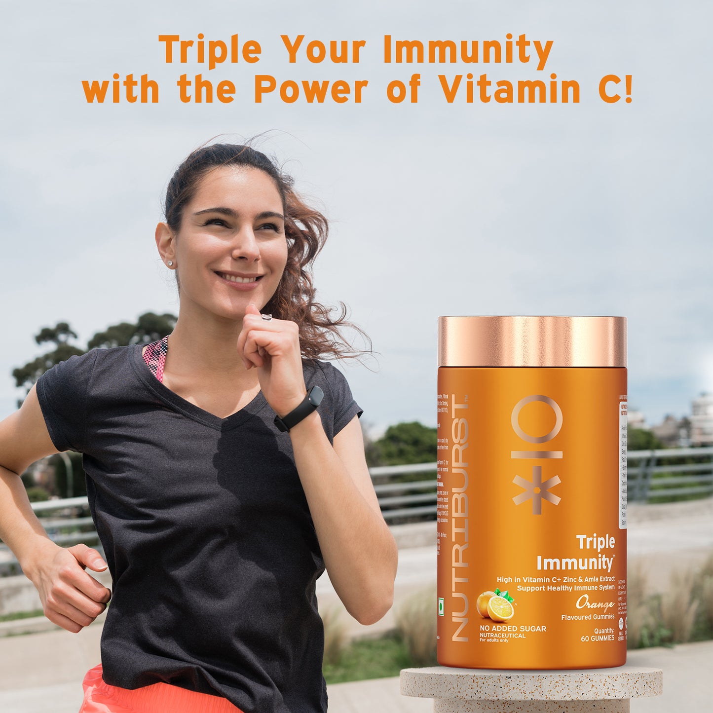 Nutriburst The Strength Booster - Supports Muscles & Bones and Triple Immunity Gummies Combo