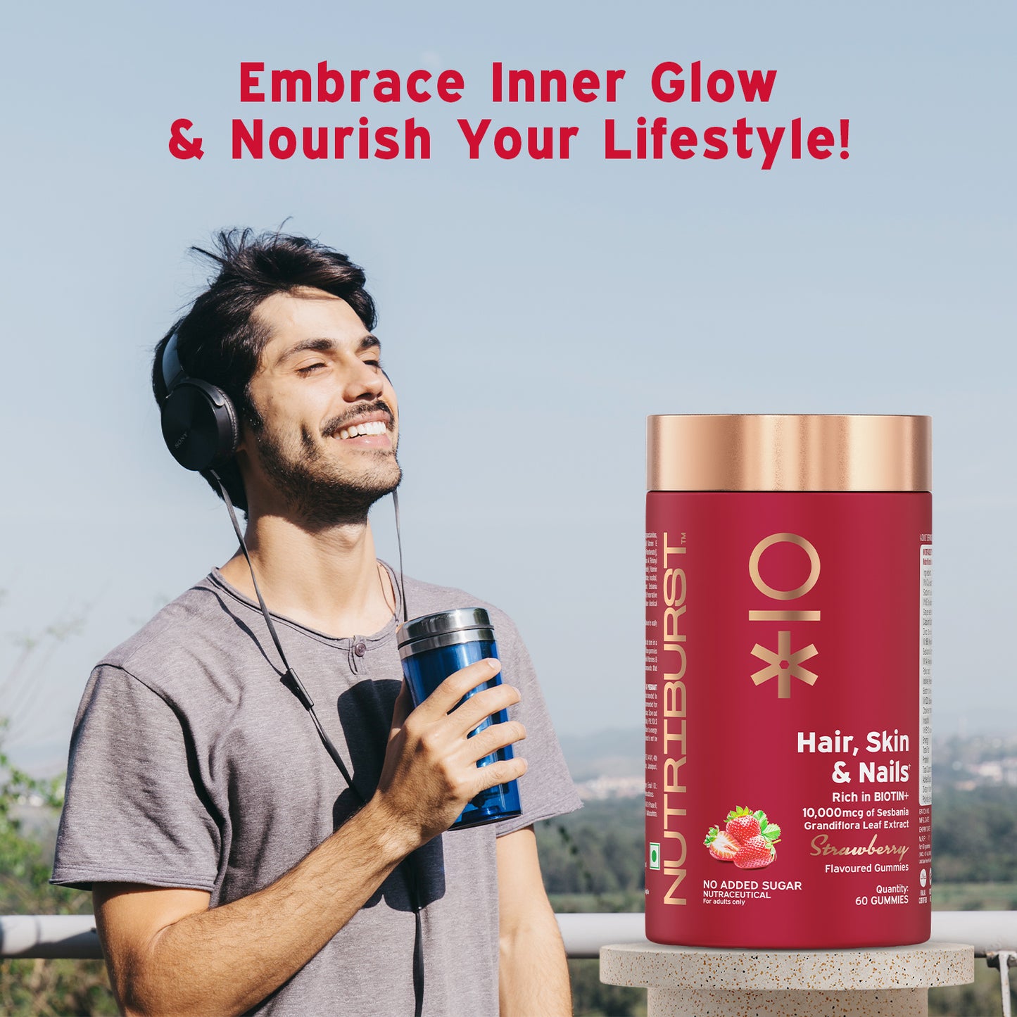Nutriburst The Nourishment Booster - Hair Skin & Nails and Supports Muscles & Bones Gummies Combo