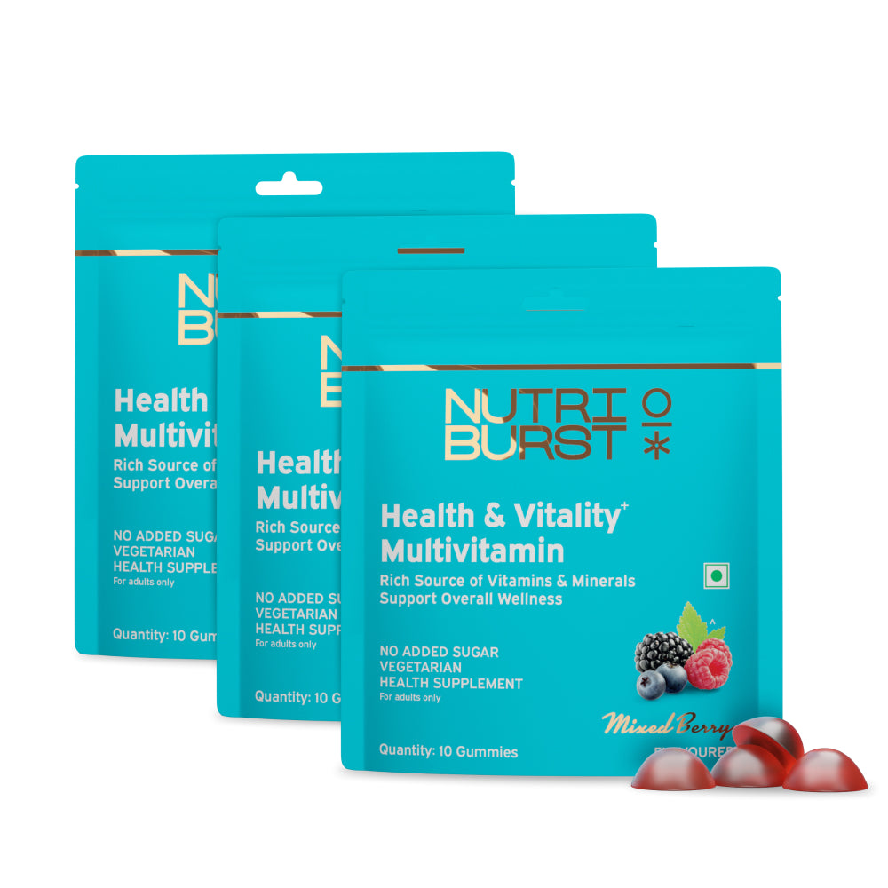 Nutriburst Health & Vitality Gummies with Multi Vitamins - Pack of 3
