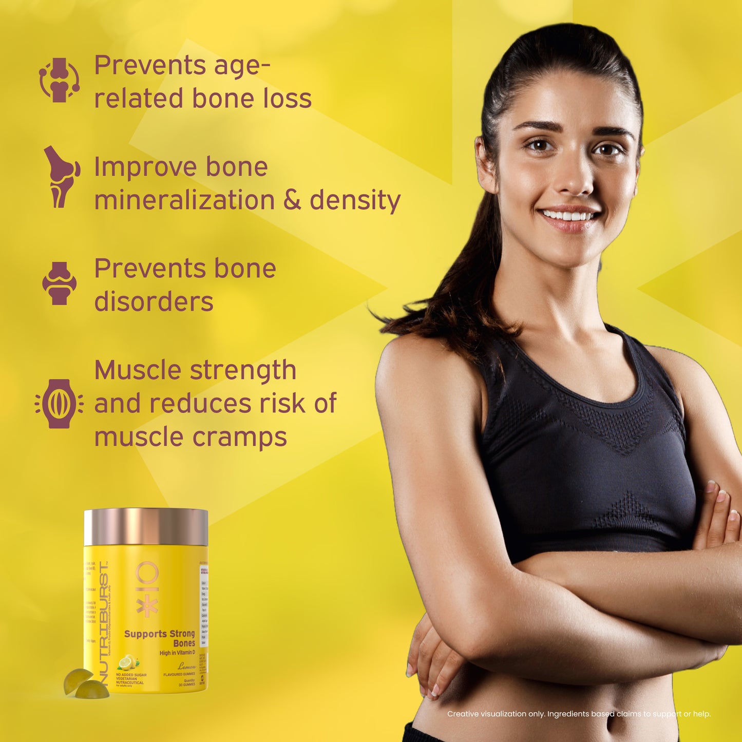 Nutriburst Support Muscles & Bones Gummies with Vitamin D2 & Calcium