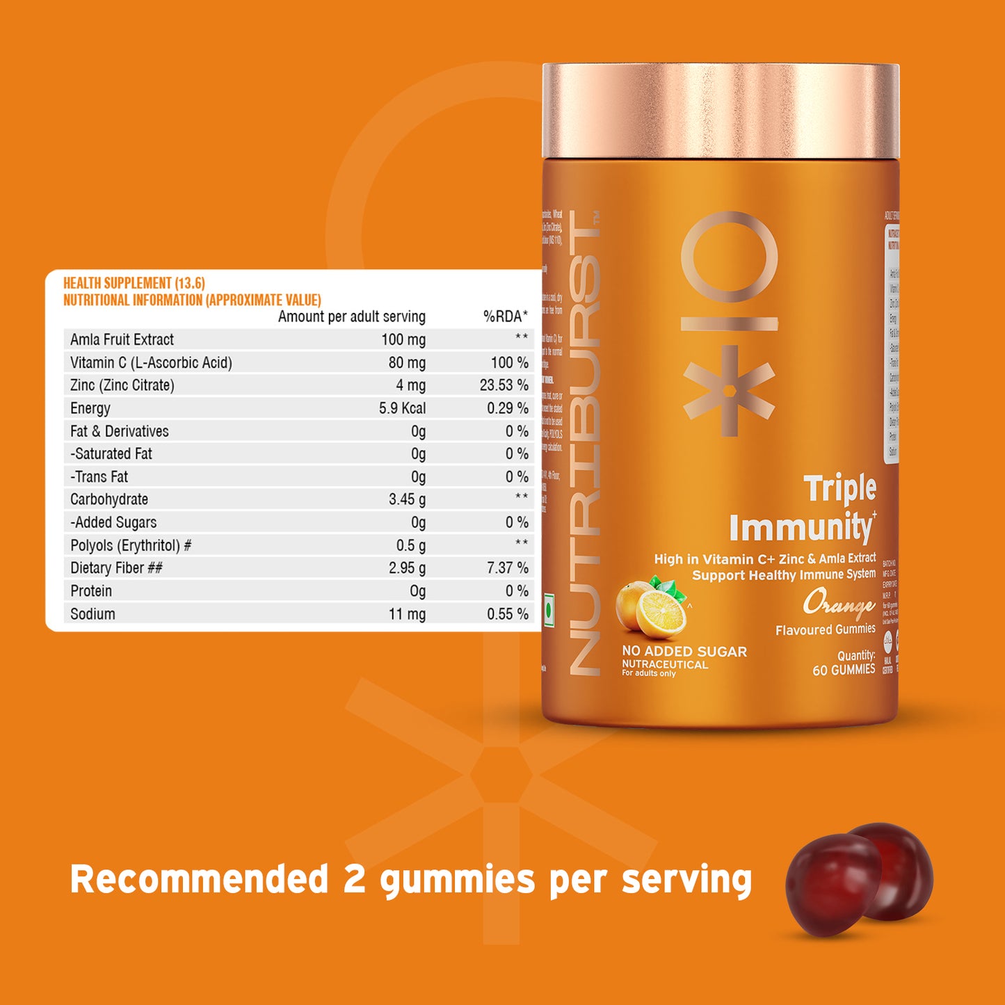 Nutriburst The Strength Booster - Supports Muscles & Bones and Triple Immunity Gummies Combo