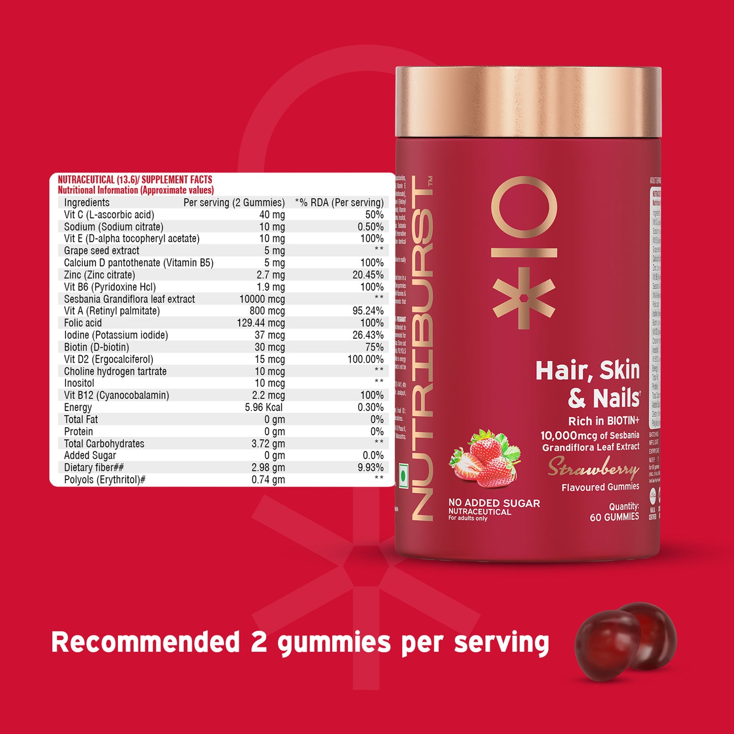 Nutriburst The Nourishment Booster - Hair Skin & Nails and Supports Muscles & Bones Gummies Combo