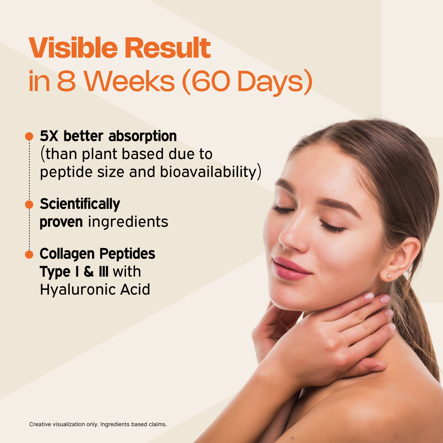Nutriburst Pure Japanese Marine Collagen Peptides Supplement for Skin, Hair, Nails & Joints with Shaker | Clinically Proven Ingredient | High Absorption 8 gms Collagen, 100 gms