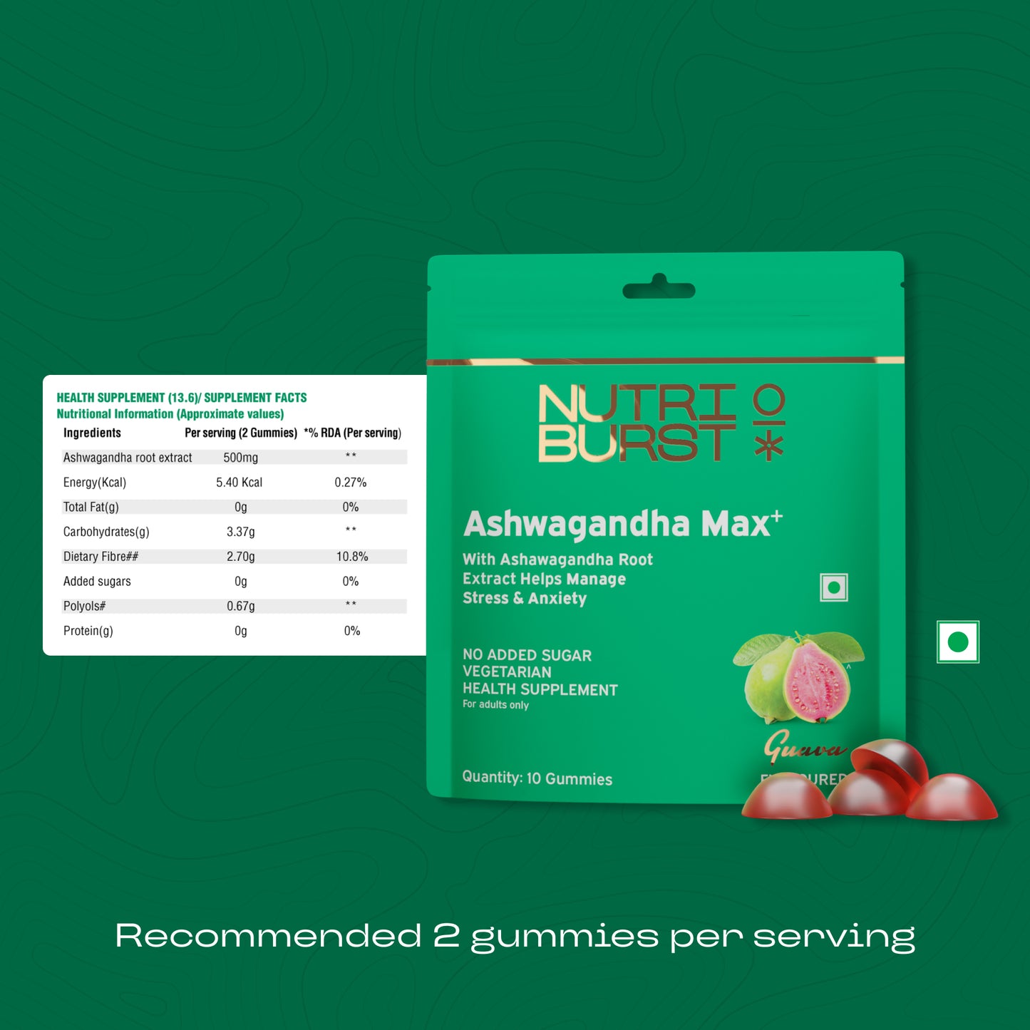Nutriburst Ashwagandha gummies for stress and anxiety- pack of 3