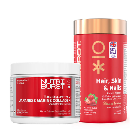 Nutriburst The Ultimate Beauty Bundle – Marine Collagen (Strawberry) and Hair Skin Nail Gummies