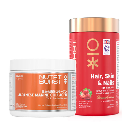 Nutriburst The Ultimate Beauty Bundle – Marine Collagen (Orange) and Hair Skin Nail Gummies