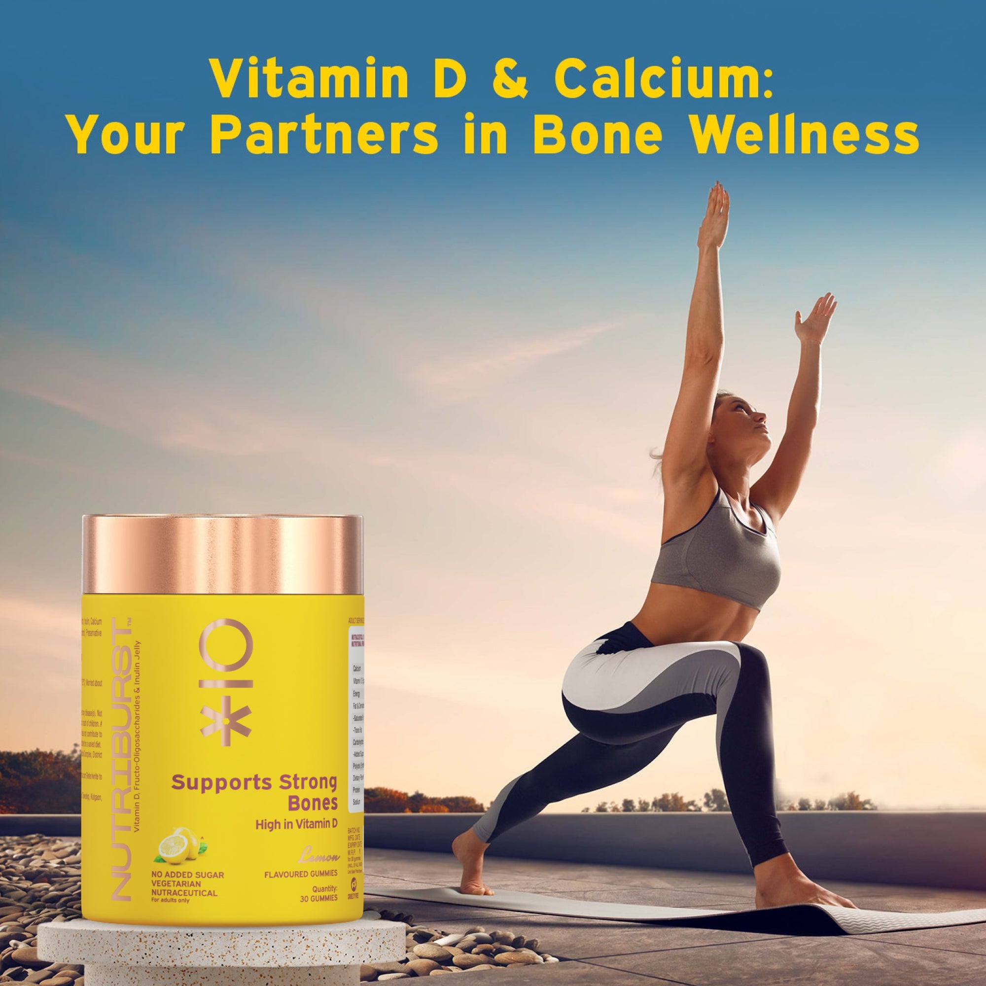 Support Muscles & Bones Gummies with Vitamin D2 & Calcium by Nutriburst India