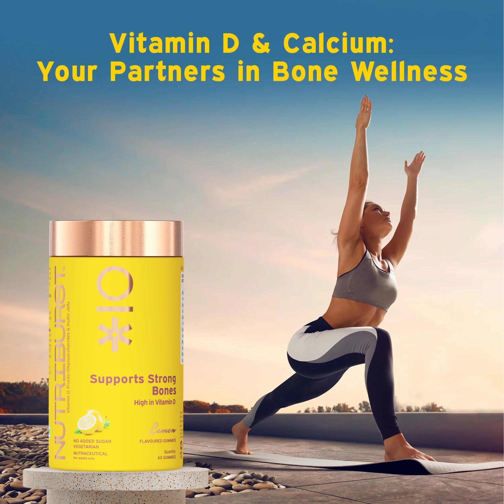 Support Muscles & Bones Gummies with Vitamin D2 & Calcium by Nutriburst India