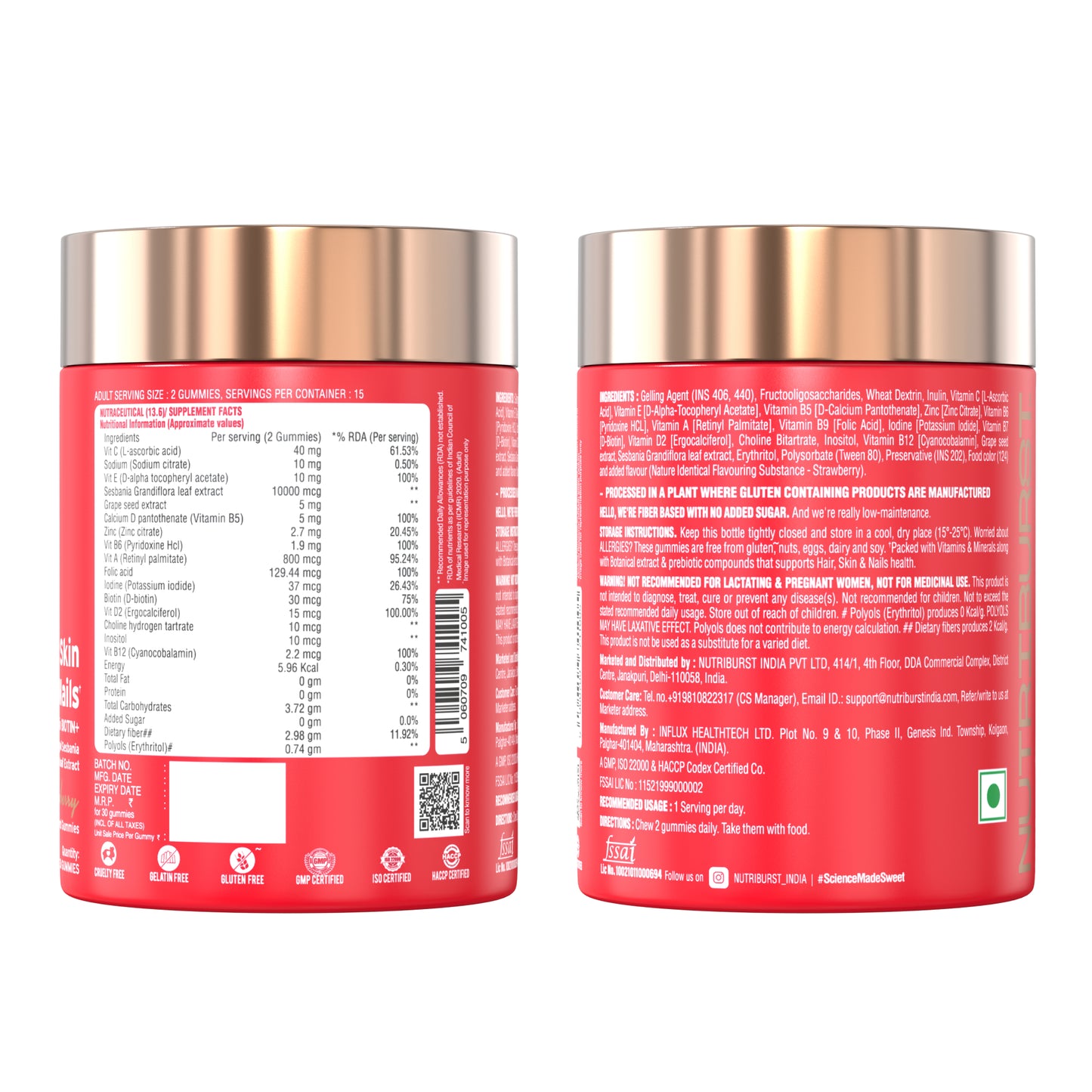 Nutriburst Hair, Skin & Nails Growth Gummies with Biotin