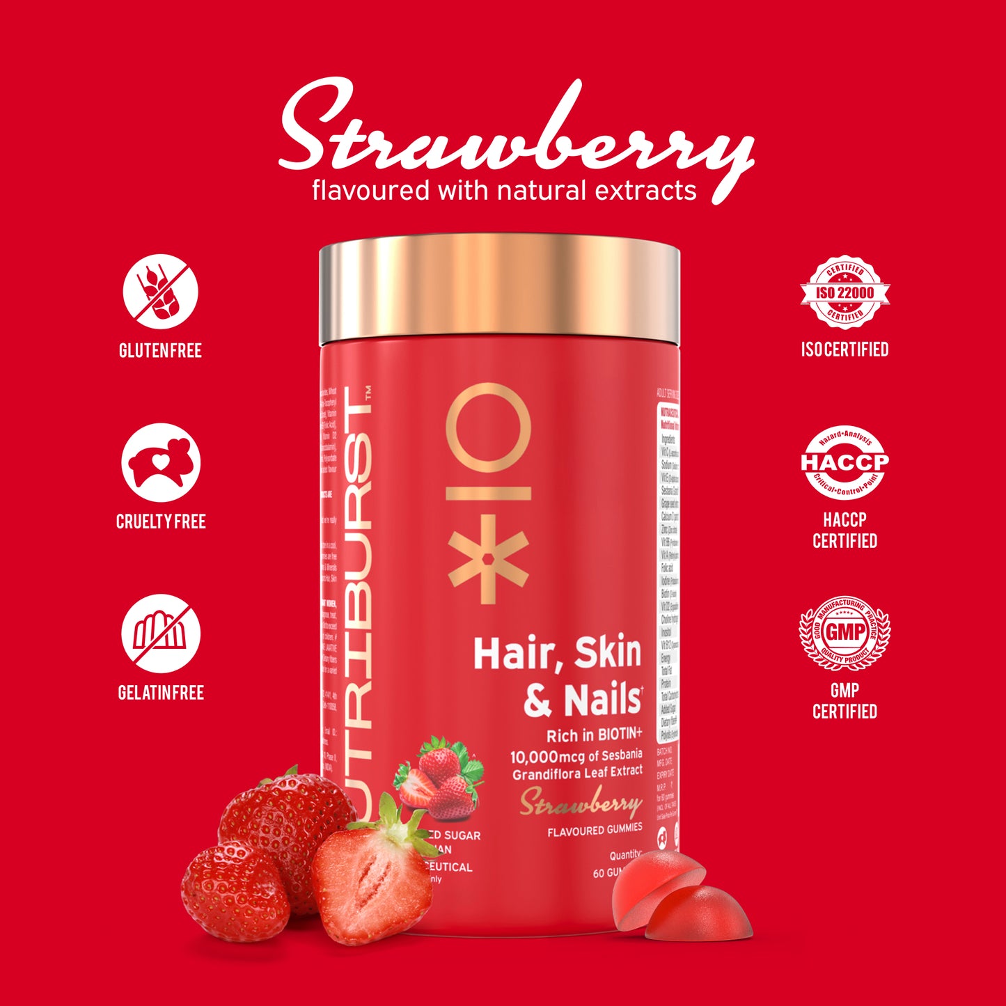 Nutriburst Hair, Skin & Nails Growth Gummies with Biotin