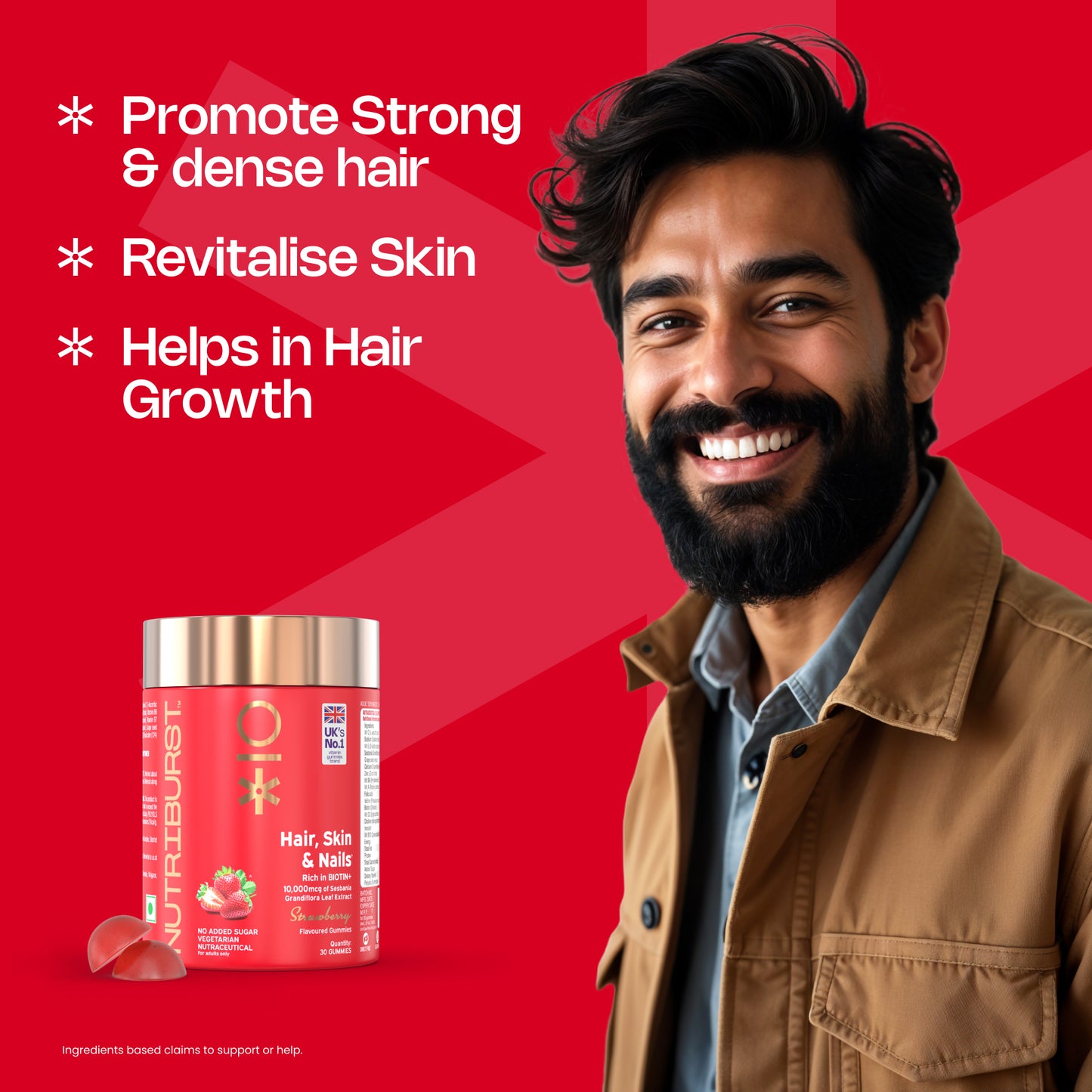 Nutriburst Hair, Skin & Nails Growth Gummies with Biotin