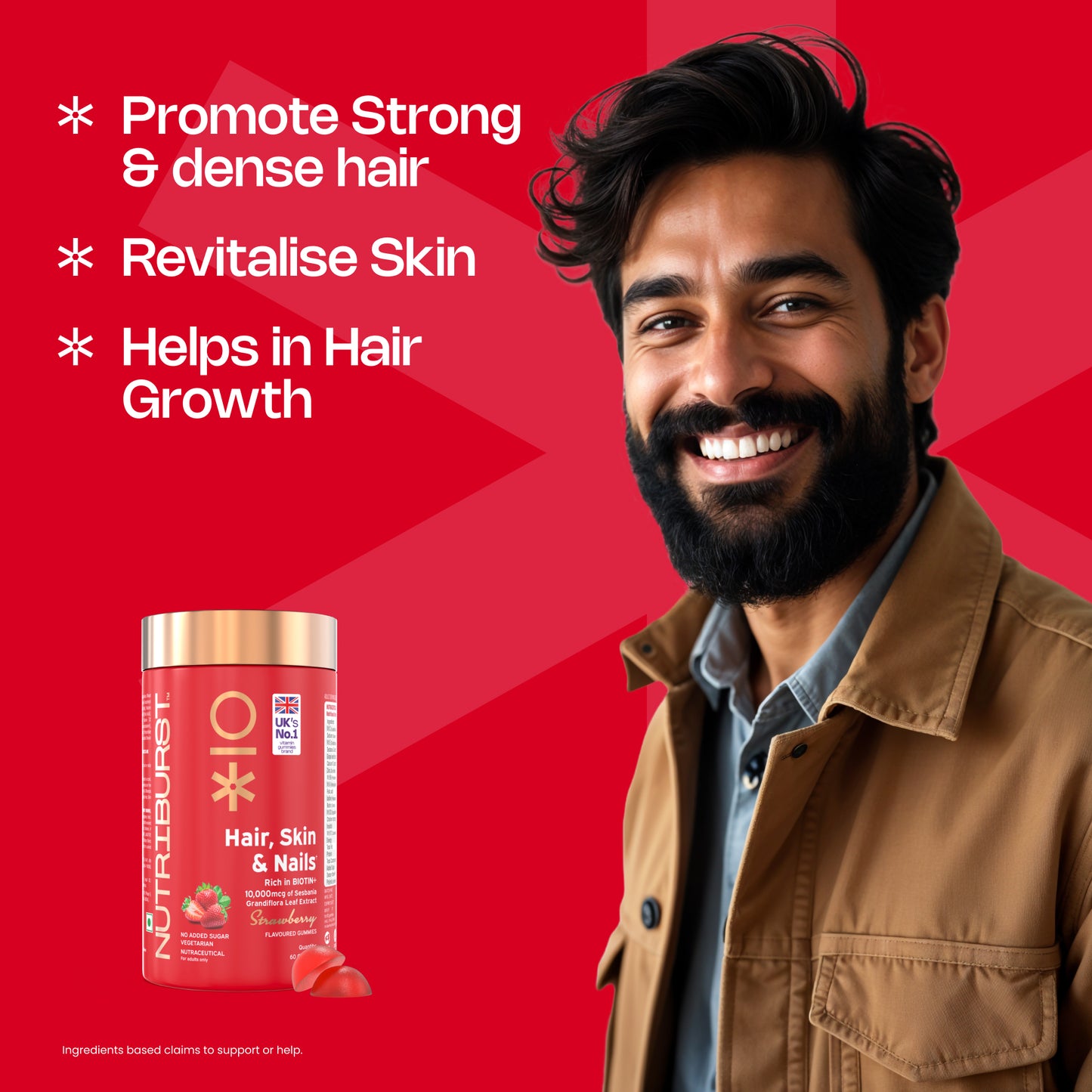 Nutriburst Hair, Skin & Nails Growth Gummies with Biotin