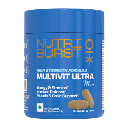Multivitamin Ultra Tablets for Men | High Strength US Formula | Immunity, Muscle & Brain Support | 60+ Premium Nutrients | Veg Supplement | 60 Tablets