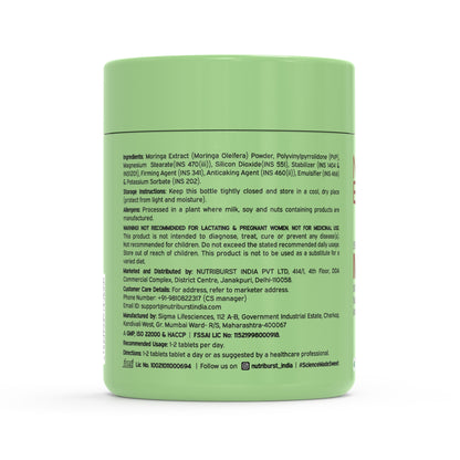 Nutriburst Moringa 500mg – 60 Veg Tablets | Pure & Natural Moringa for Men and Women | Wellness Supports Immunity, Digestion, Energy and Active Lifestyle | Anti-Inflammatory Superfood