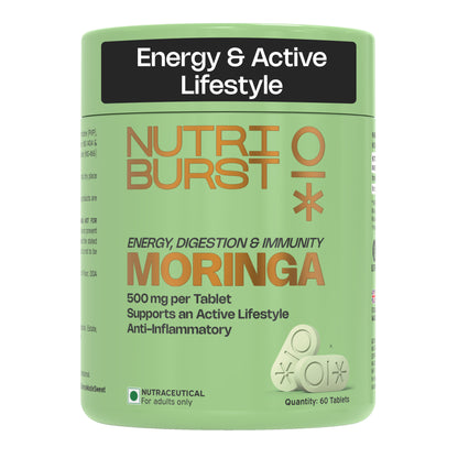 Nutriburst Moringa 500mg – 60 Veg Tablets | Pure & Natural Moringa for Men and Women | Wellness Supports Immunity, Digestion, Energy and Active Lifestyle | Anti-Inflammatory Superfood