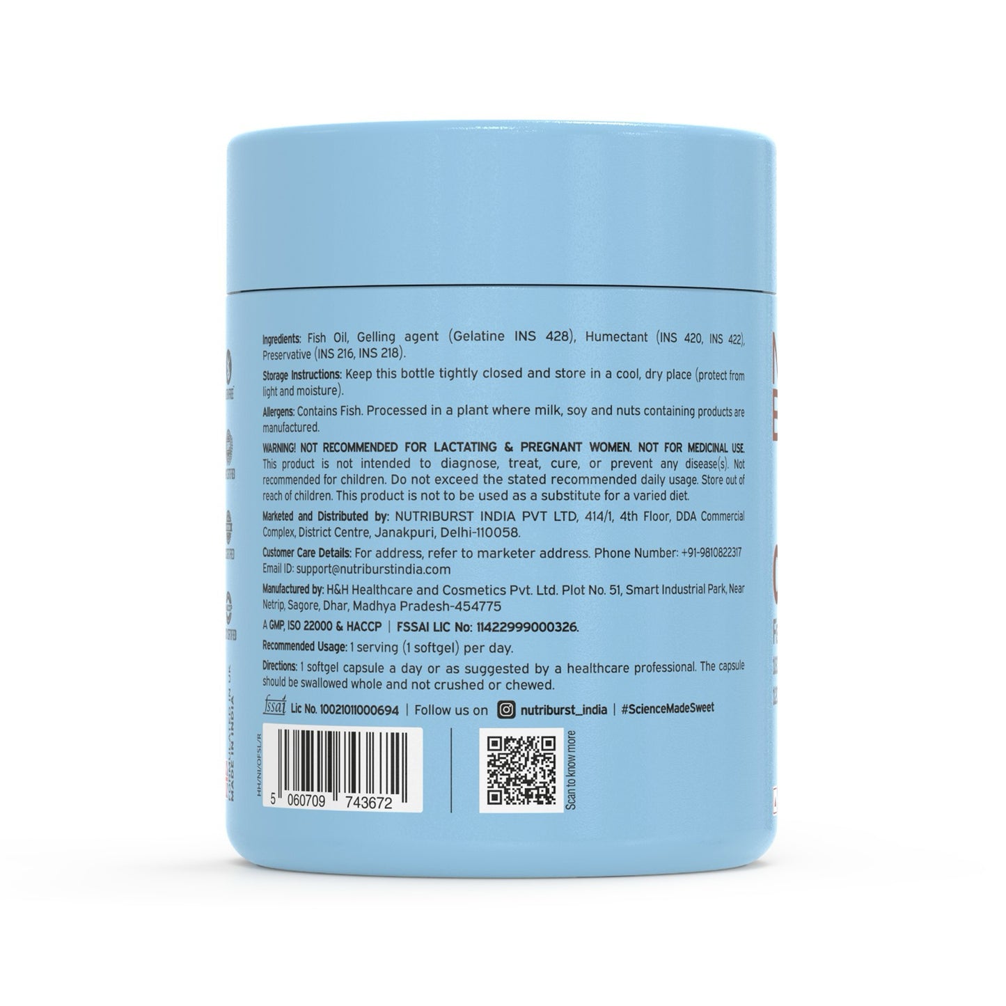 Nutriburst Single Strength Omega-3 Fish Oil Capsules 1000mg | High Strength Softgels for Men and Women | 180mg EPA and 120mg DHA | Omega3 Supplement for Heart, Brain, Skin & Joint Support | 30 Softgels (1-Month Pack) (30 count (Pack of 1))