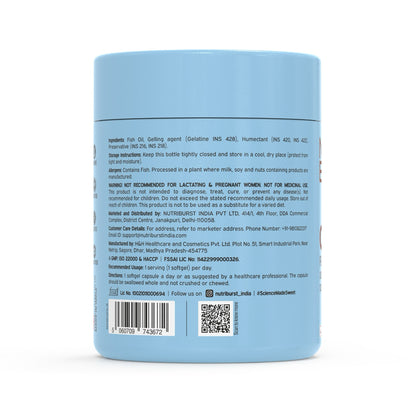 Nutriburst Single Strength Omega-3 Fish Oil Capsules 1000mg | High Strength Softgels for Men and Women | 180mg EPA and 120mg DHA | Omega3 Supplement for Heart, Brain, Skin & Joint Support | 30 Softgels (1-Month Pack) (30 count (Pack of 1))