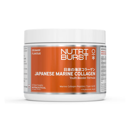Nutriburst Pure Japanese Marine Collagen Peptides Supplement for Skin, Hair, Nails & Joints with Shaker | Clinically Proven Ingredient | High Absorption 8 gms Collagen, 100 gms