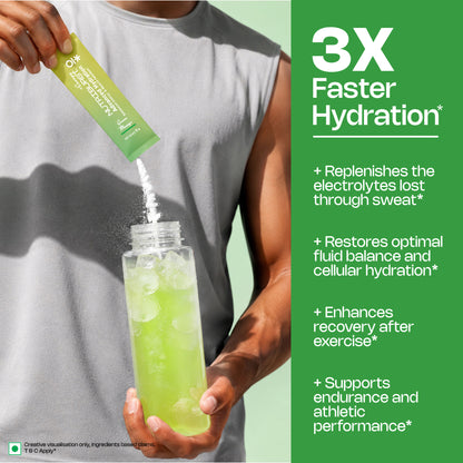 Nutriburst Advanced Hydration & Energy Electrolyte Powder Drink Mix | 9 Vitamins & Minerals | Natural Caffeine | No Added Sugar | Green Mango & Orange Flavour