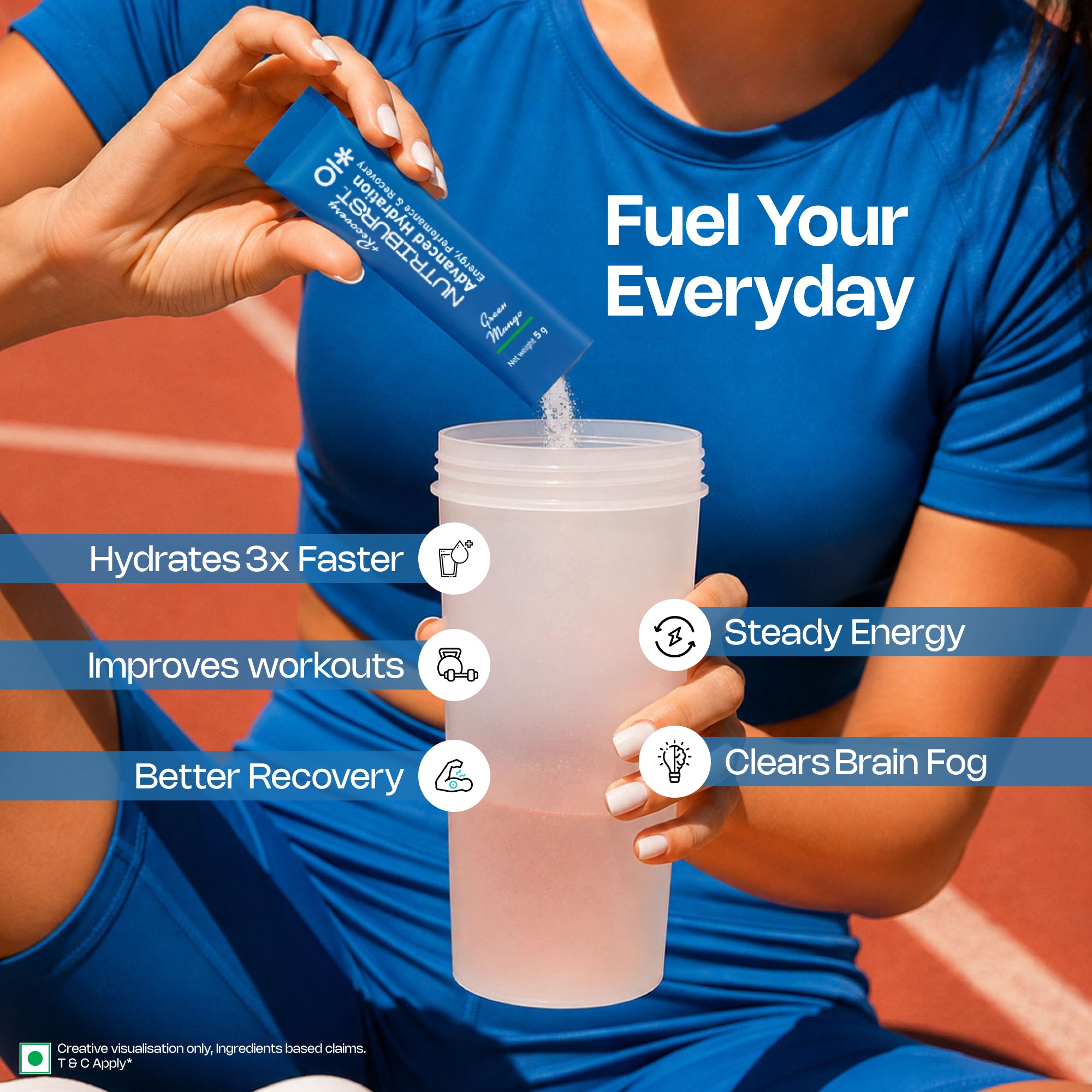 Nutriburst Advanced Hydration & Recovery Electrolyte Powder Drink Mix | 9 Vitamins & Minerals | No Added Sugar | Green Mango & Orange