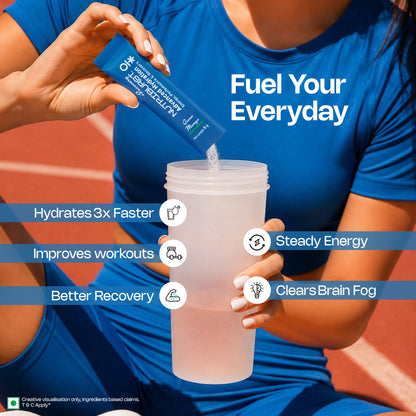 Nutriburst Advanced Hydration & Recovery Electrolyte Powder Drink Mix | 9 Vitamins & Minerals | No Added Sugar | Green Mango & Orange