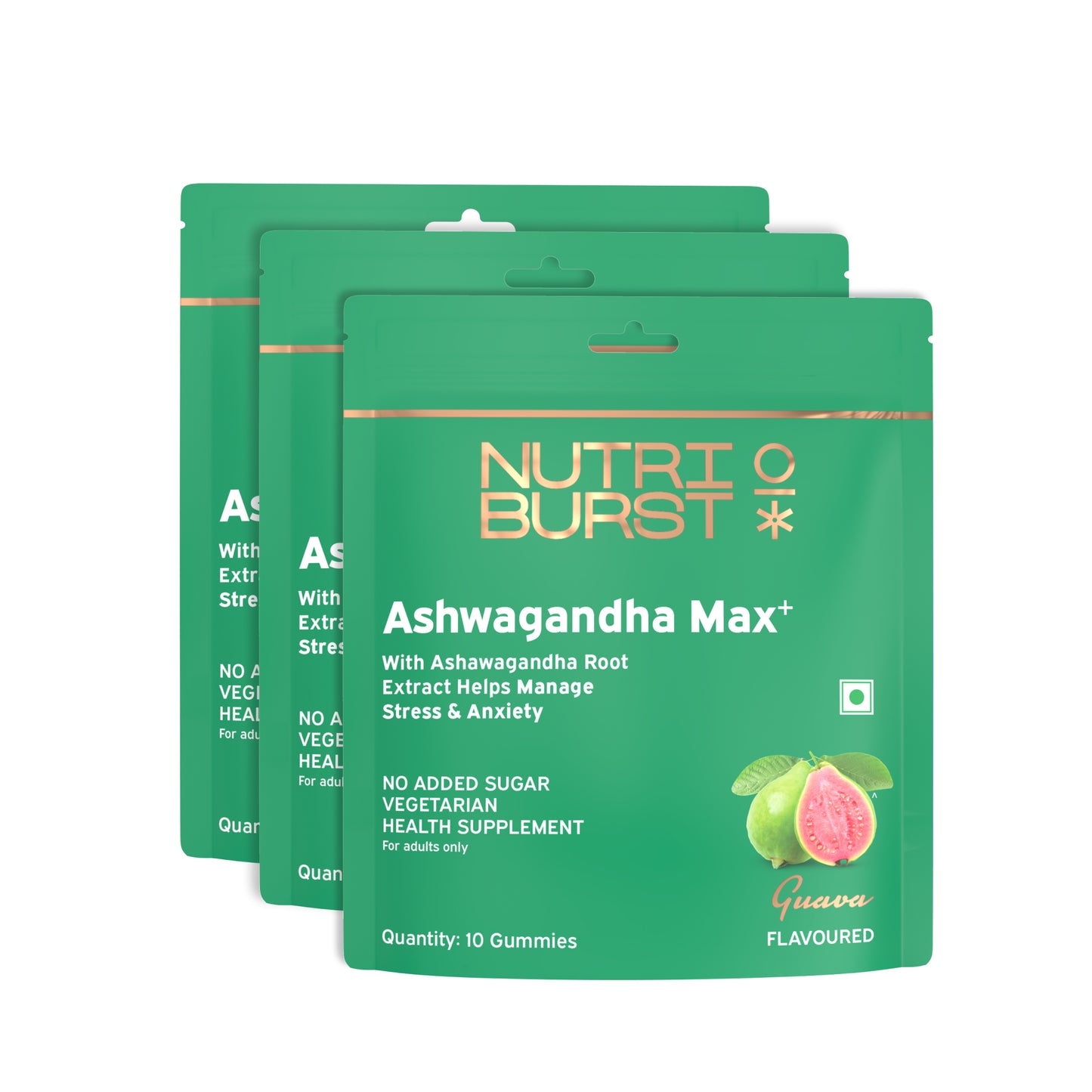 Nutriburst Ashwagandha gummies for stress and anxiety- pack of 3