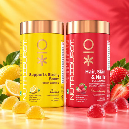 Nutriburst The Nourishment Booster - Hair Skin & Nails and Supports Muscles & Bones Gummies Combo
