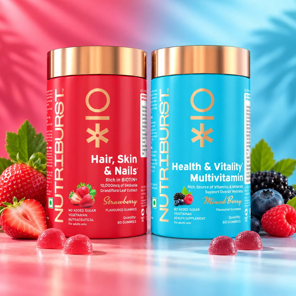 Nutriburst The Resilience Booster - Hair Skin & Nails and Health and Vitality Gummies Combo