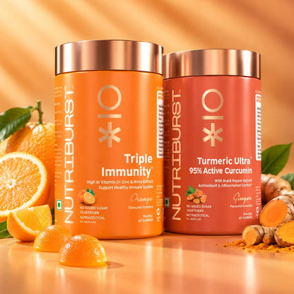 Nutriburst The Vitality Booster - Turmeric Ultra and Triple Immunity Gummies ComboThe Vitality Booster