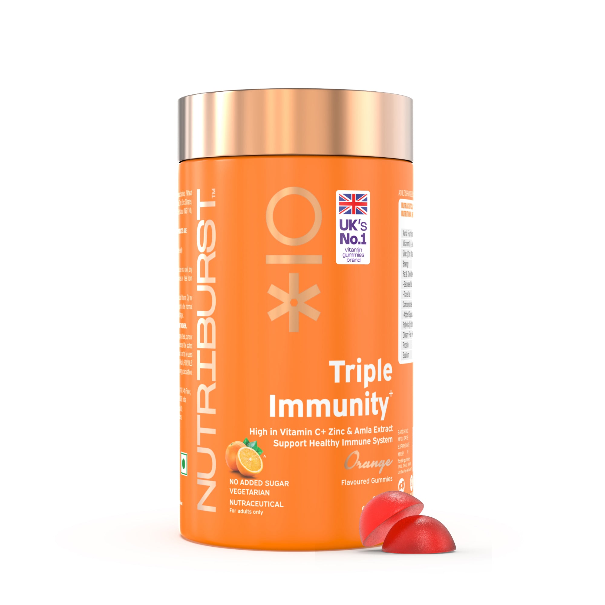 Nutriburst Triple Immunity Gummies with Vitamin C, Zinc & Amla