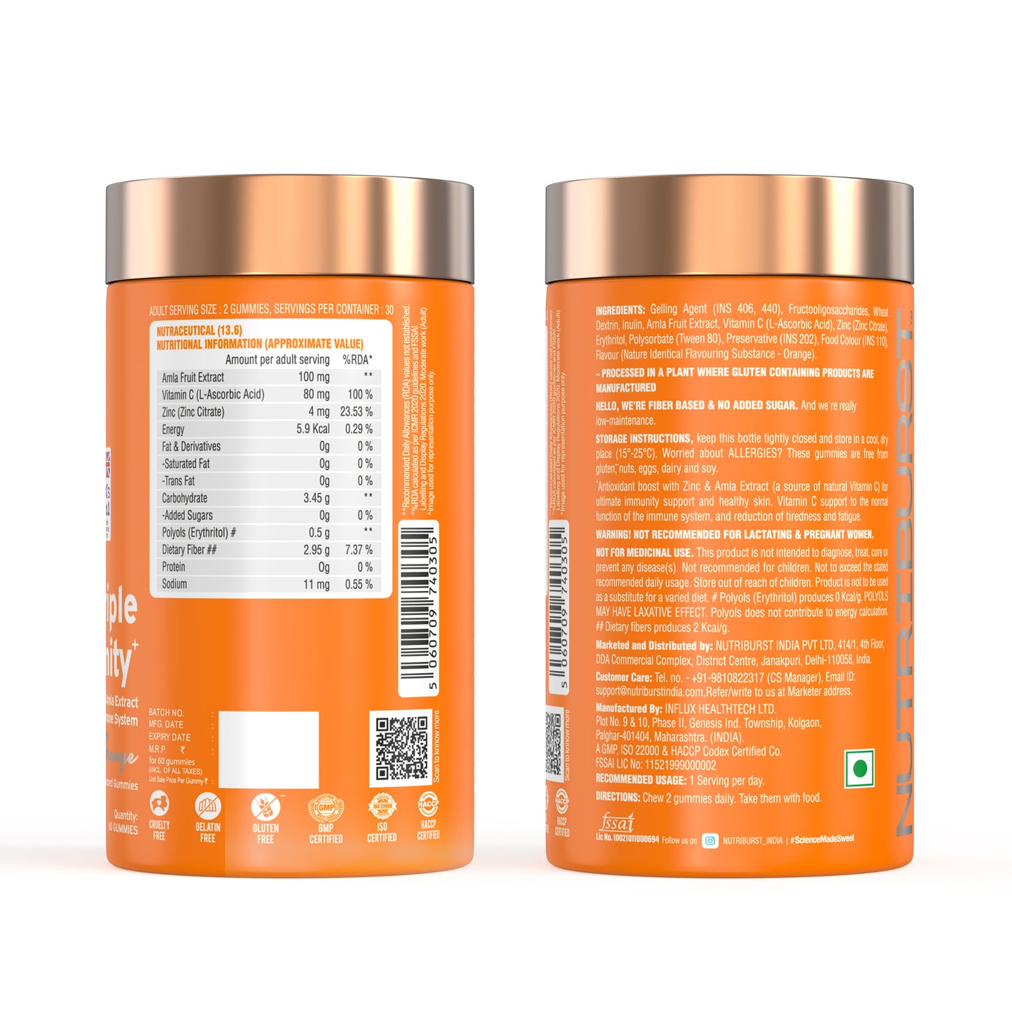 Nutriburst Triple Immunity Gummies with Vitamin C, Zinc & Amla